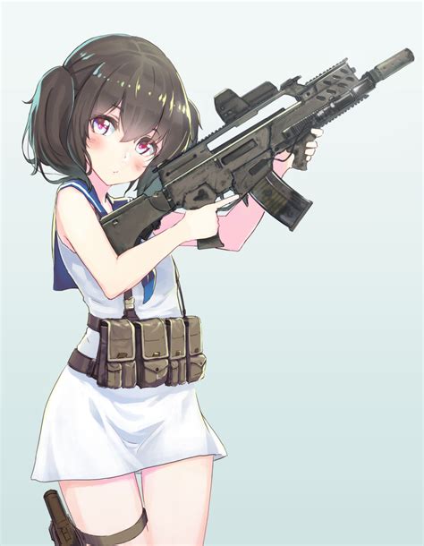 Safebooru 1girl Absurdres Assault Rifle Blush G36 Gun Highres Looking