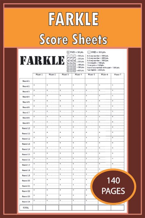Farkle Score Sheets Ultimate Book Of Card Games Farkel Party