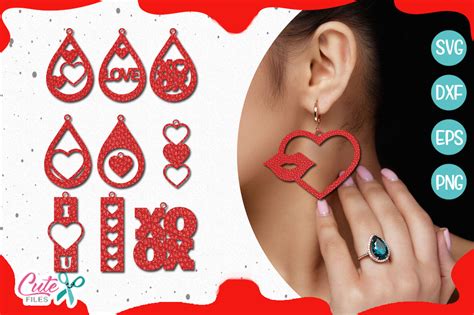 Valentines Day Set Earring Template Svg Graphic By Cute Files