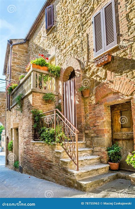 Beautiful Street Of Montisi Tuscany Stock Image Image Of Ancient