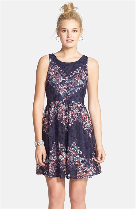 Fire Stretch Lace Skater Dress Juniors Nordstrom