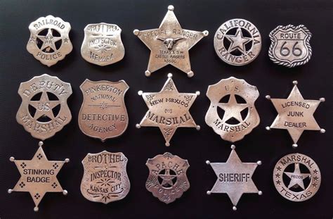 15 Badges Assorted Police Sheriff Marshal Ranger Badges Of The Old