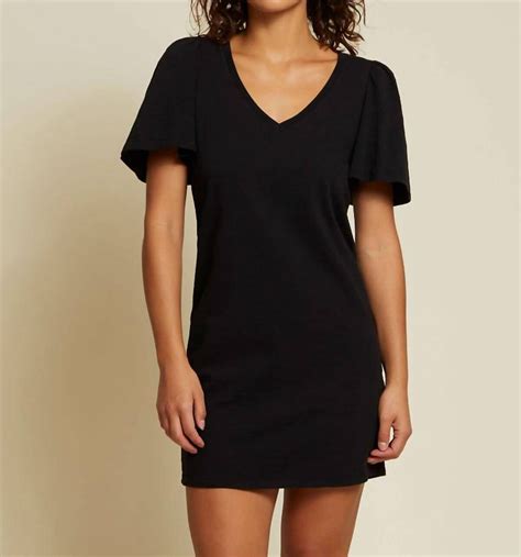 Buy Nation Ltd Mallory Flutter Sleeve Dress In Jet Black At 36 Off