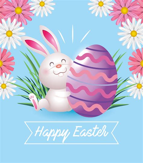 Happy Easter Rabbit With Egg Decoration 690964 Vector Art At Vecteezy