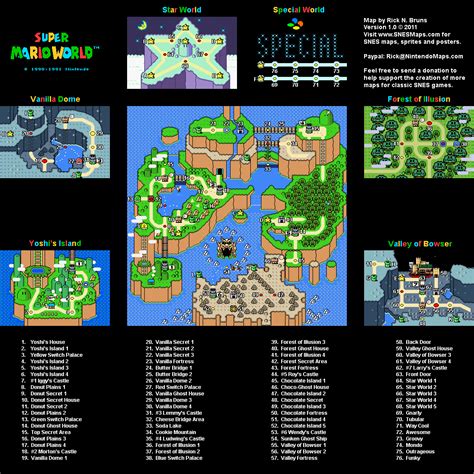 Super Mario World - Overworld Super Nintendo SNES Map