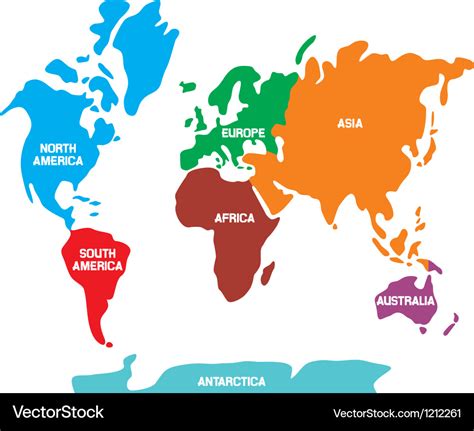 World Map With Continents Royalty Free Vector Image