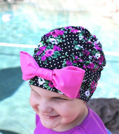 It also protects the neck and ears. Floral Ruched Swim Cap, Swim cap, Baby swim cap, toddler ...