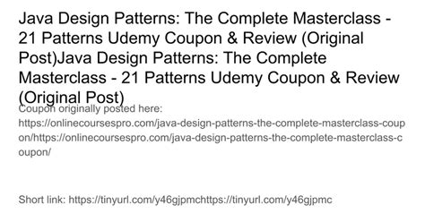 Java Design Patterns The Complete Masterclass 21 Patterns Udemy