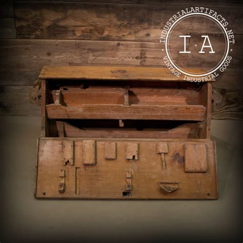 Vintage Industrial Carpenters Tool Box Wooden Chest Etsy