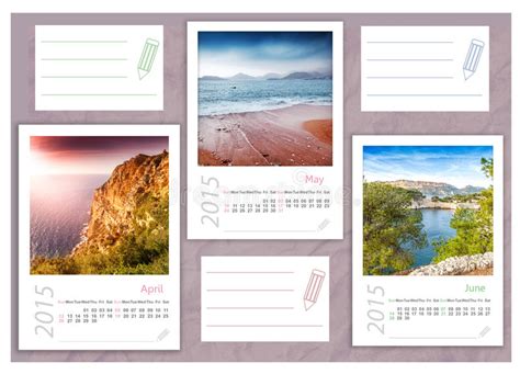 2015 Photo Calendar With Minimalist Landscape Stock Illustration