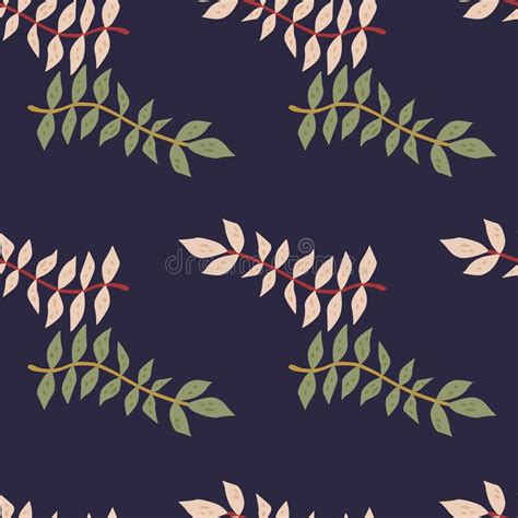 Hand Drawn Branches With Leaves Seamless Pattern Simple Organic
