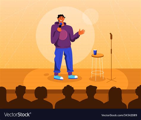 Professional Comedian At Stage In Stand Up Comedy Vector Image