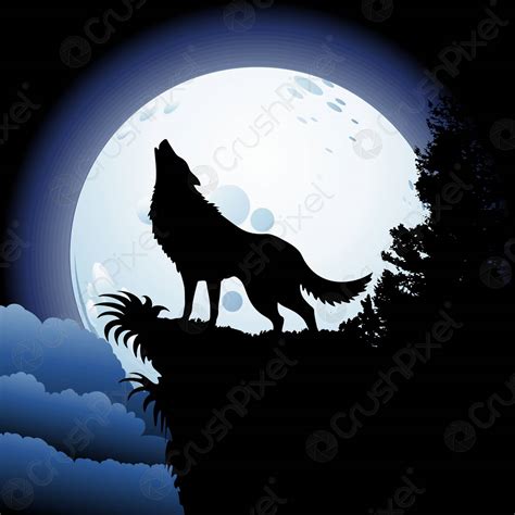 Wolf Howling At Blue Moon Vector Illustration Stock Vector 846248
