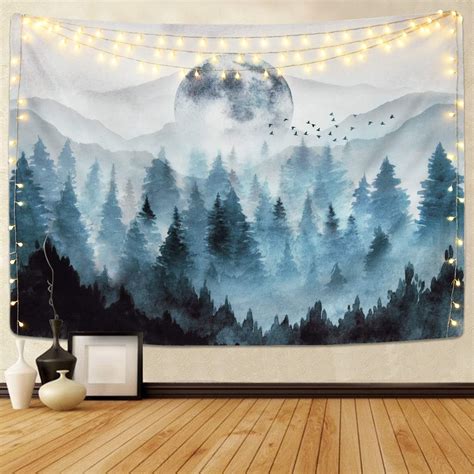 Amazon.com: Misty Forest Tapestry Foggy Mountain Tapestry Magical Tree