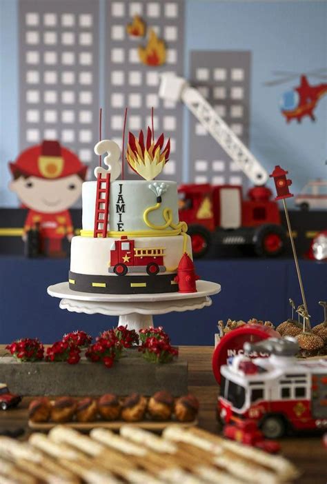 Fireman Themed Cake From A Fireman Birthday Party On Karas Party Ideas