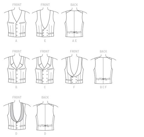 Butterick Pattern B6339 Single Or Double Breasted Vests From