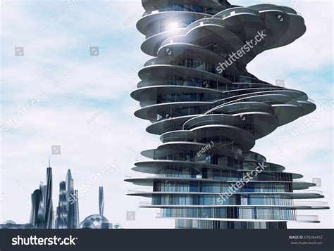 Futuristic Building Modern City Design 3d Stock Illustration 678284452