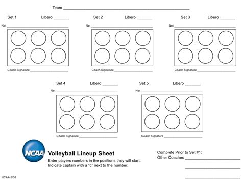 Ncaa Volleyball Line Up Sheet Download Printable Pdf Templateroller