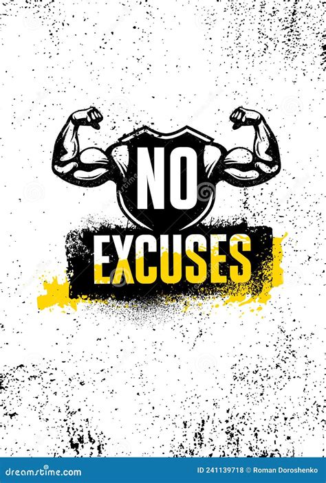 No Excuses Gym Typography Inspiring Workout Motivation Quote Banner