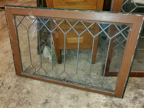 Antique Stained Glass Clear Leaded Glass Window Very Nice Long