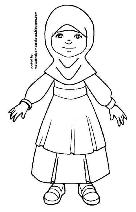Kumpulan gambar kartun muslimah anak kantor meme. Mewarnai Gambar: Mewarnai Gambar Sketsa Kartun Anak Muslimah 38