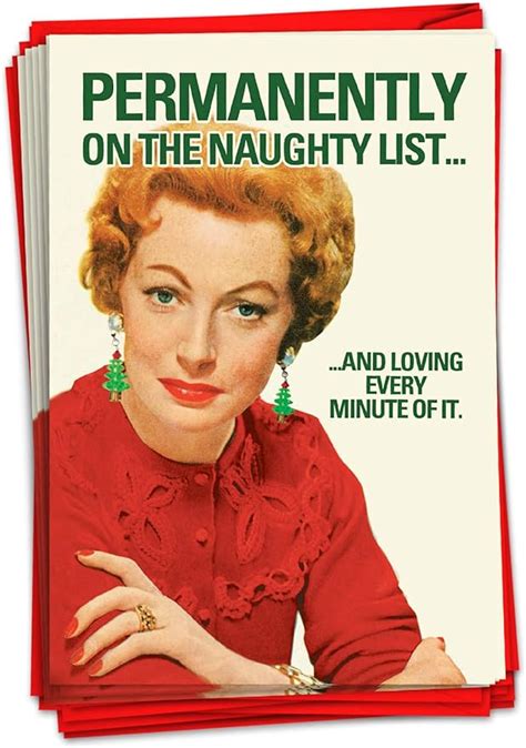 Nobleworks 12 Funny Retro Christmas Cards With Envelopes Adult Boxed Holiday