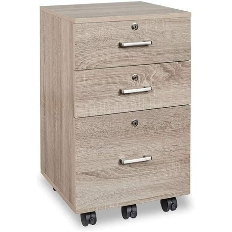 Ktaxon 3 Drawer Rolling Wood File Cabinet With Lock Portable Vertical