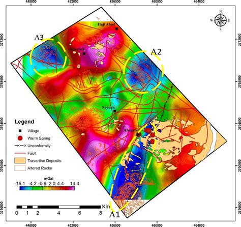 Residual Gravity Anomaly Map Of Mahallat Region A Surface Manifestation