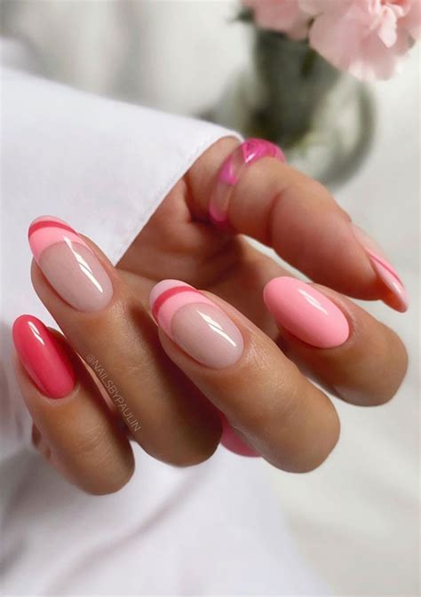 50 Eye Catching Nail Art Designs Pink Double French Tip Nails