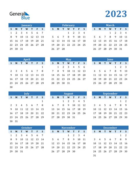 2023 Calendar Excel Template