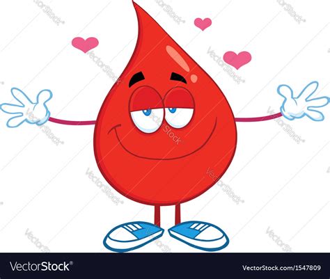 Drop Of Blood Cartoon Character Royalty Free Vector Image