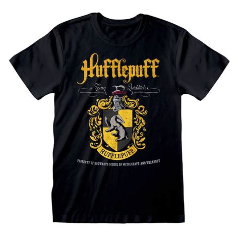 Mens Harry Potter Hufflepuff Crest Black T Shirt Hogwarts House Tee