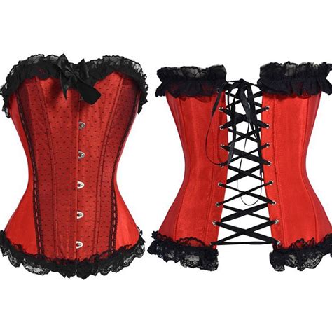 Online Cheap In Stock Hot Red Bow Corset With G String Bustier Lack Up Back Sexy Costumes