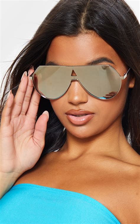 Grey Oversized Flat Top Sunglasses Prettylittlething