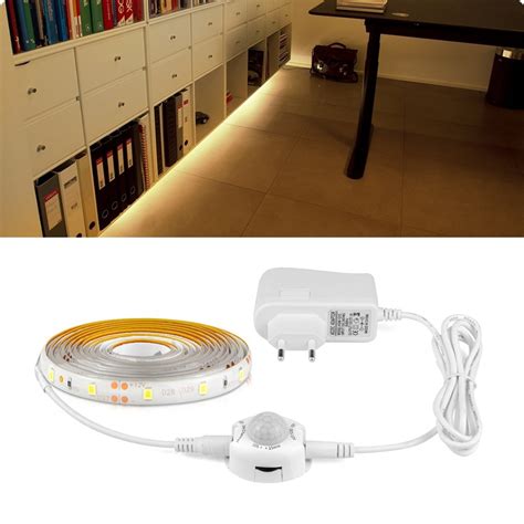 Pir Motion Sensor Led Cabinet Light Ac 110v 220v To Dc 12v Under Bed Waterproof Strips Tape Lamp