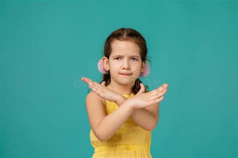 Cute Little Child Girl Making Stop Gesture Stock Image Image Of Child