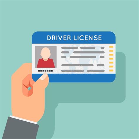 Hand Hold Car Driver License Identification Photo Flat Design Vector