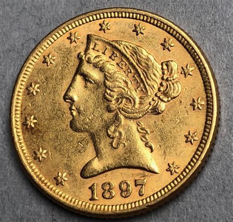 1897 Five Dollar Liberty Head American Gold Coin