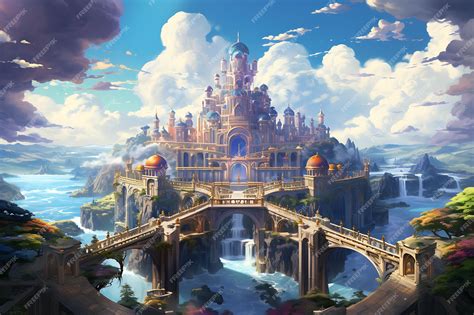 Premium AI Image | Skyborne Citadel Witness the Grandeur of a Skyborne