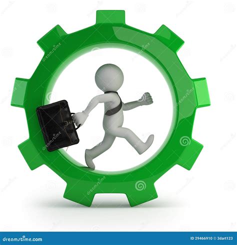 3d Small People Businessman In The Gear Wheel Stock Illustration