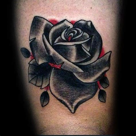 Black and white rose tattoos, or black and grey, may not have any meaning specifically attached to their color but this piece is classic, especially if done in the style of chicano illustrative, but usually, people get this color combo because of the aesthetic, not for the actual symbolism of the tint. Red And Black Rose Mens Arm Tattoos | Rose tattoos for men ...