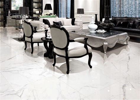 High Gloss White Glazed Porcelain Floor Tile 600x1200 Mm Easy Maintenance