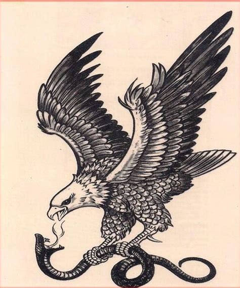 Vintage Eagle And Snake Tattoo Design