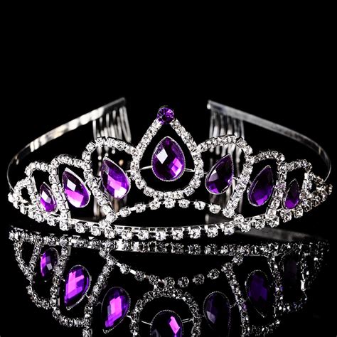 10pcs Purple Crystal Rhinestone Tiaras Headband Wedding Crowns Bride