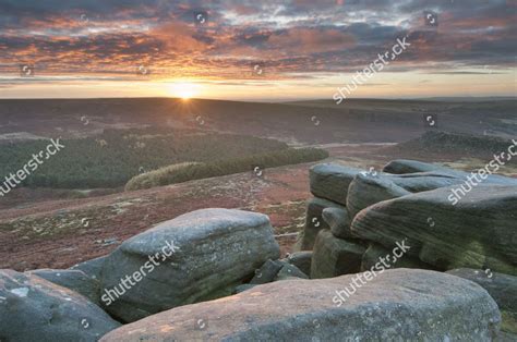 Rocks Moorland Habitat Sunrise Looking Higger Editorial Stock Photo