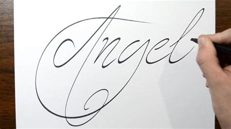 Writing Angel In Thin Cursive Lettering Youtube