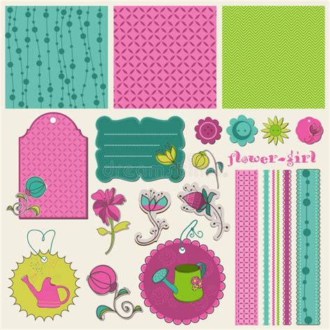 Scrapbook Flower Set Stock Vector Illustration Of Happy 22205064