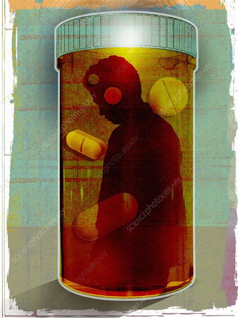 Depressed Man Trapped Inside Bottle Illustration Stock