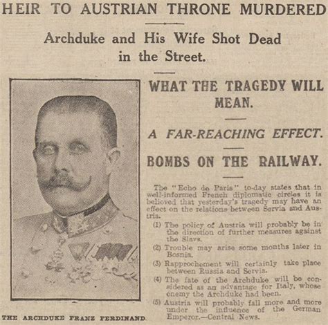 The Assassination Of Archduke Franz Ferdinand Reported In The
