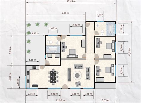 Diseño De Casas De Un Piso 3 Dormitorios